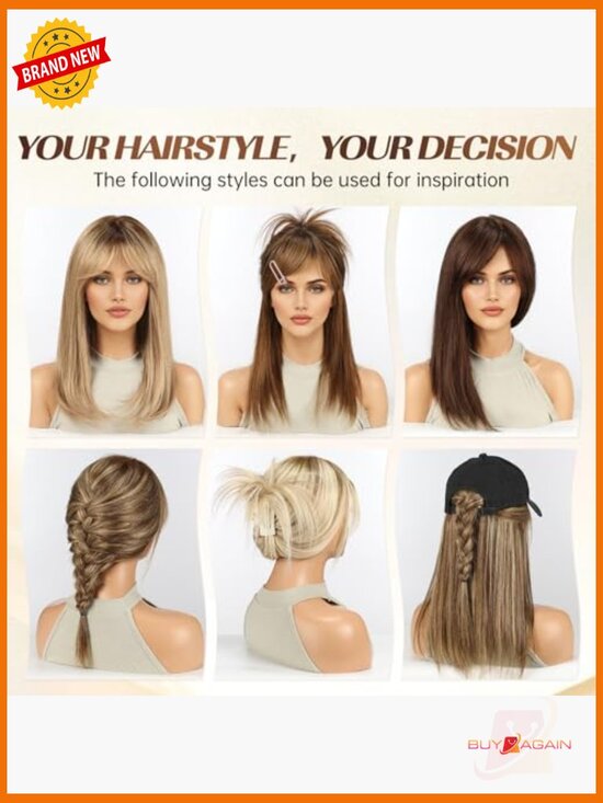 16 Inch Straight Human Hair Wig with Bangs, Lightweight Daily Wig main image 4